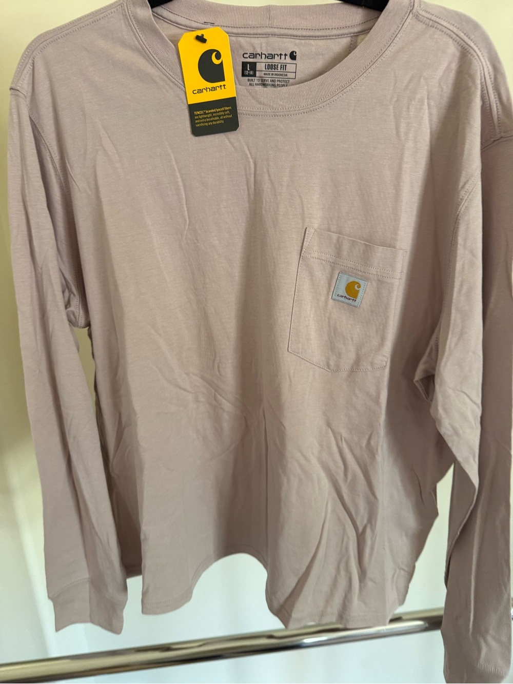 Carhartt Mauve Loose Fit Long Sleeve Pocket Tee